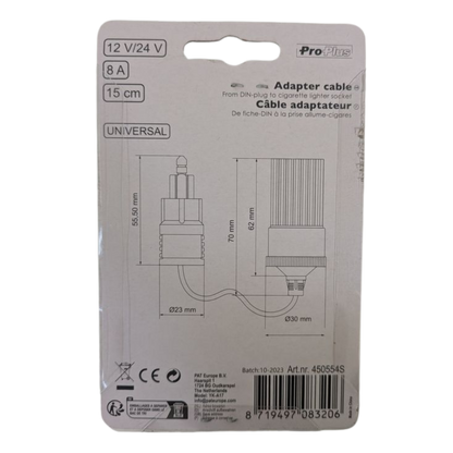 Adapterkabel DIN-Stecker auf Zigarettenanzünder-Steckdose