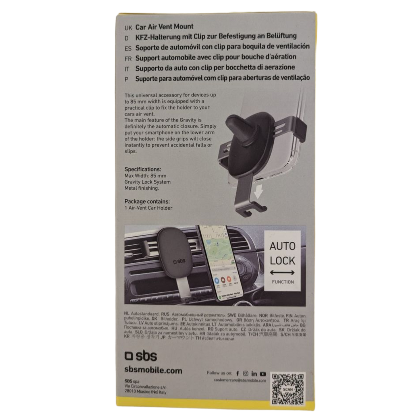 SBS Smartphone-Halterung Gravity Car Holder – Universal für Lüftungsgitter