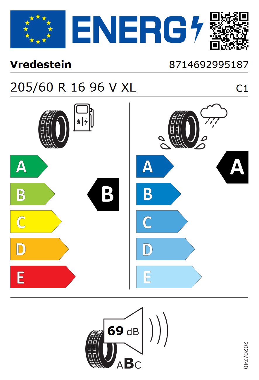 Vredestein Ultrac+ 205/60 R16 96V XL Sommerreifen